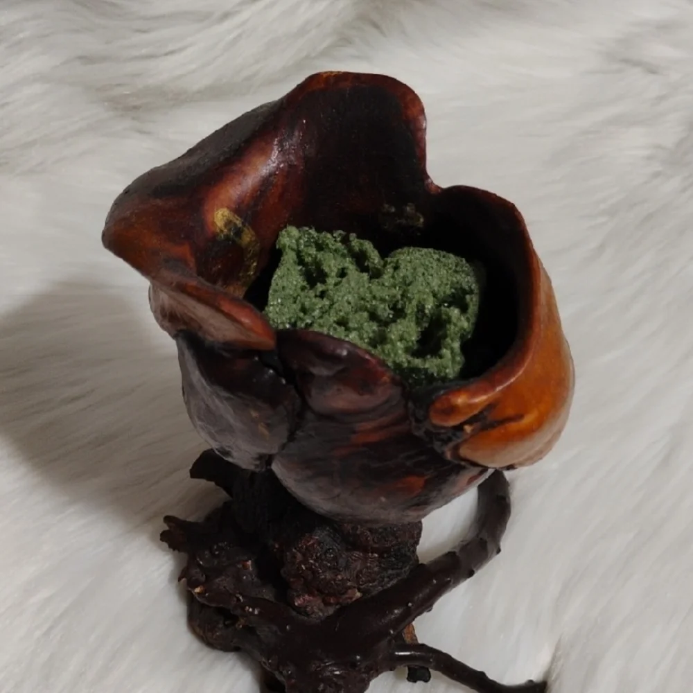 Office) SALE! Hand Carved Wooden Burl Wood Rose Flower Vtg Art Sculpture